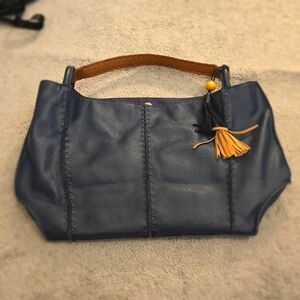 The Sak Los Feliz Large Tote Bag, Leather, Roomy, Unlined Purse.  Navy